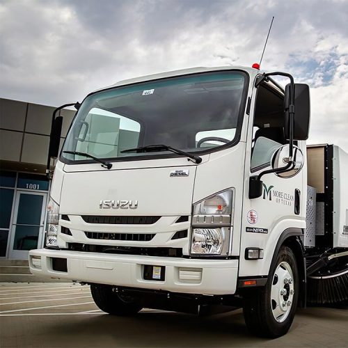 More Clean of Texas sweeper truck on a client's parking lot.